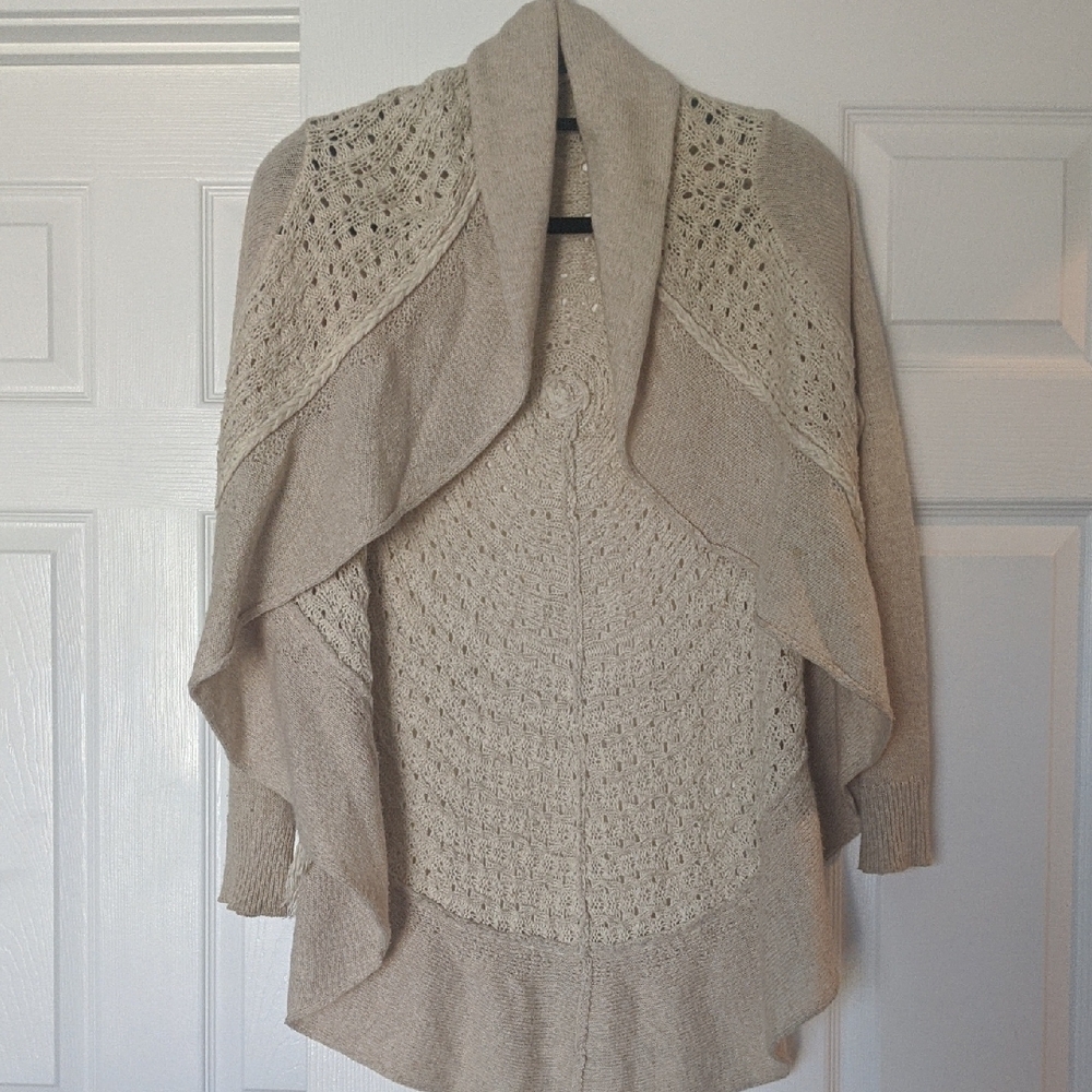 Elegant Beige Women's Knit Cardigan